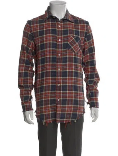 Pre-owned R13 Plaid Print Long Sleeve Western Shirt In Red