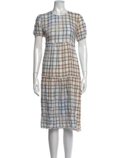 Pre-owned R13 Plaid Print Midi Length Dress In Blue