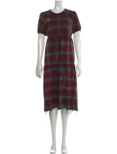 Pre-owned R13 Plaid Print Midi Length Dress In Burgundy