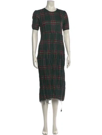 Pre-owned R13 Plaid Print Midi Length Dress In Green