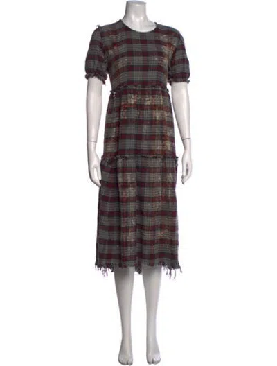 Pre-owned R13 Plaid Print Midi Length Dress In Multicolor