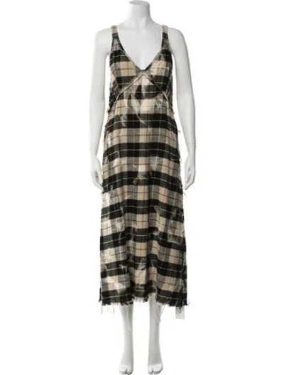 Pre-owned R13 Plaid Print Midi Length Dress In Neutrals