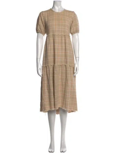 Pre-owned R13 Plaid Print Midi Length Dress In Neutrals