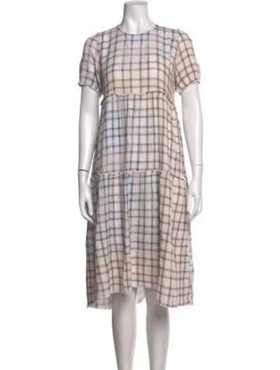 Pre-owned R13 Plaid Print Midi Length Dress In Neutrals