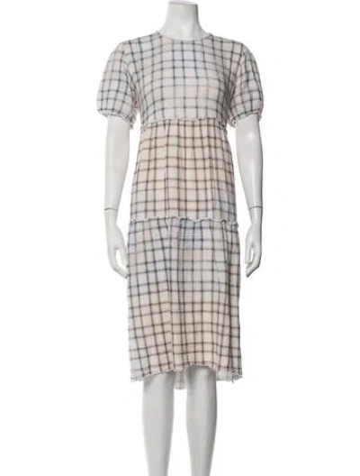 Pre-owned R13 Plaid Print Midi Length Dress In Neutrals
