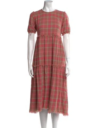 Pre-owned R13 Plaid Print Midi Length Dress In Pink