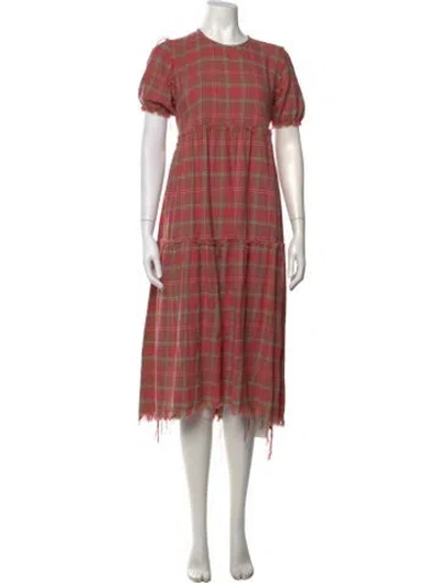 Pre-owned R13 Plaid Print Midi Length Dress In Pink