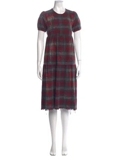 Pre-owned R13 Plaid Print Midi Length Dress In Red
