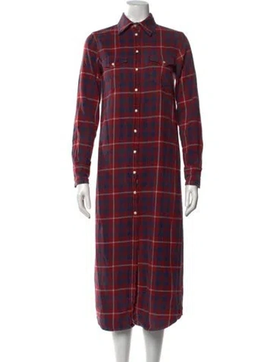 Pre-owned R13 Plaid Print Midi Length Dress In Red