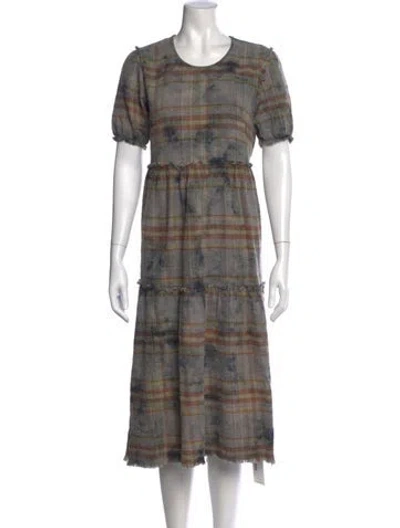 Pre-owned R13 Plaid Print Midi Length Dress W/ Tags In Multi