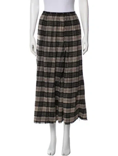 Pre-owned R13 Plaid Print Midi Length Skirt In Black