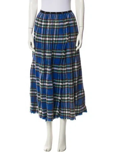 Pre-owned R13 Plaid Print Midi Length Skirt In Blue