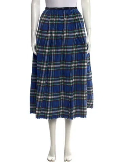 Pre-owned R13 Plaid Print Midi Length Skirt In Blue