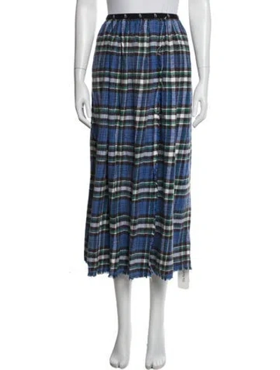 Pre-owned R13 Plaid Print Midi Length Skirt In Blue