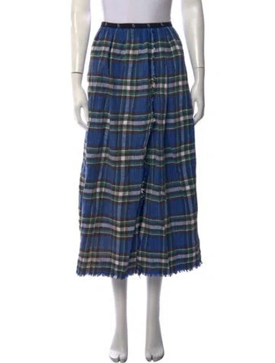 Pre-owned R13 Plaid Print Midi Length Skirt In Blue
