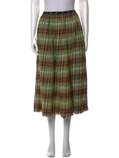 Pre-owned R13 Plaid Print Midi Length Skirt In Green