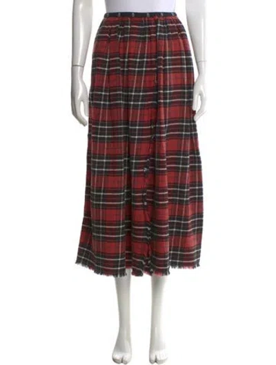 Pre-owned R13 Plaid Print Midi Length Skirt In Orange