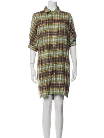 Pre-owned R13 Plaid Print Mini Dress In Brown