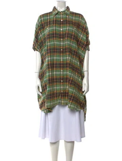 Pre-owned R13 Plaid Print Mini Dress In Green