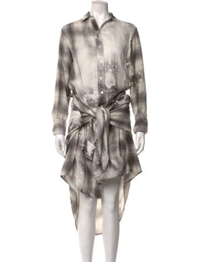 Pre-owned R13 Plaid Print Mini Dress In Grey