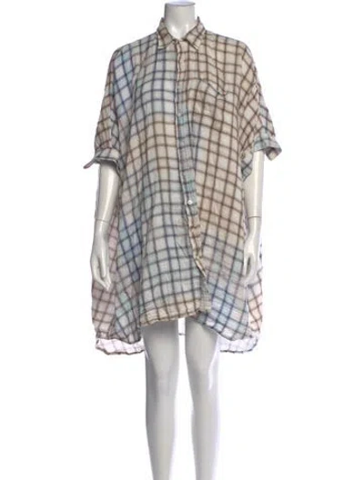 Pre-owned R13 Plaid Print Mini Dress In Neutrals