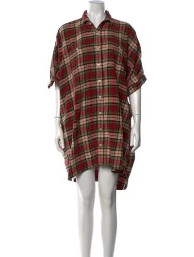 Pre-owned R13 Plaid Print Mini Dress In Neutrals/red