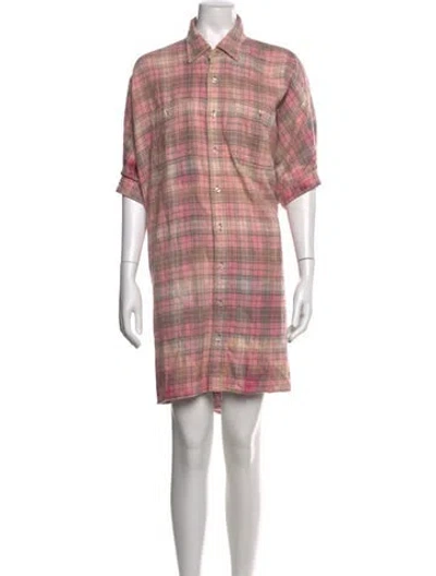 Pre-owned R13 Plaid Print Mini Dress In Pink