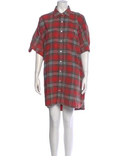 Pre-owned R13 Plaid Print Mini Dress In Red