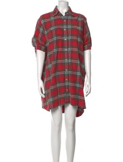 Pre-owned R13 Plaid Print Mini Dress In Red