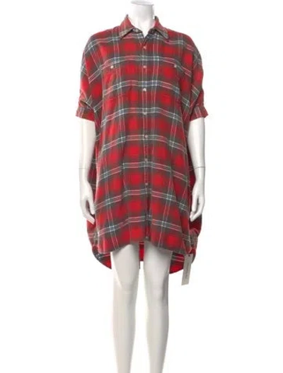 Pre-owned R13 Plaid Print Mini Dress In Red