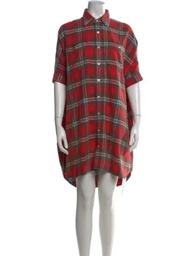 Pre-owned R13 Plaid Print Mini Dress In Red