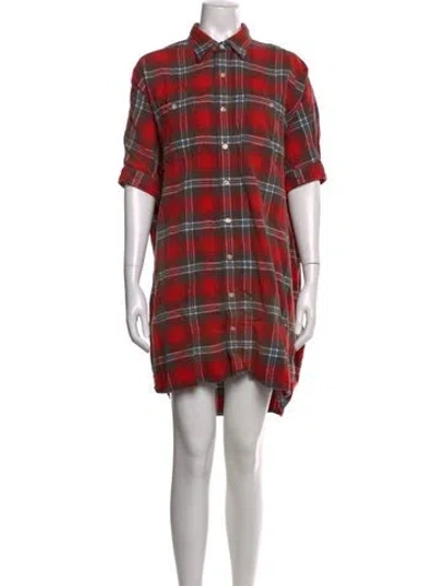 Pre-owned R13 Plaid Print Mini Dress In Red