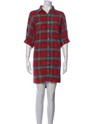 Pre-owned R13 Plaid Print Mini Dress In Red