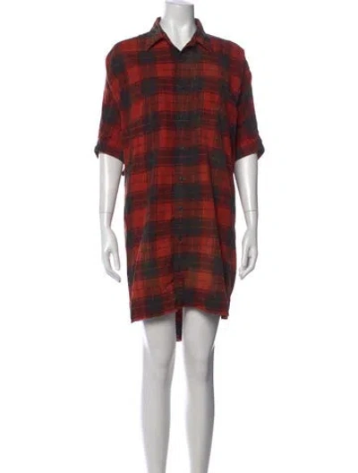 Pre-owned R13 Plaid Print Mini Dress In Red