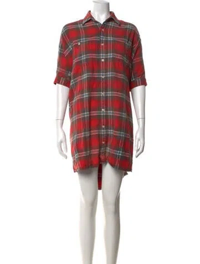 Pre-owned R13 Plaid Print Mini Dress In Red
