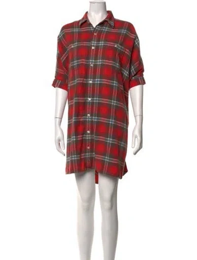 Pre-owned R13 Plaid Print Mini Dress In Red