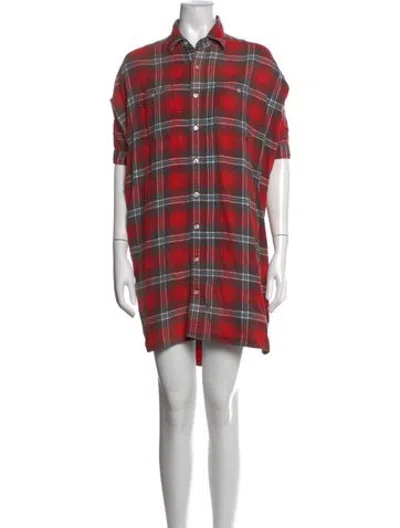 Pre-owned R13 Plaid Print Mini Dress In Red