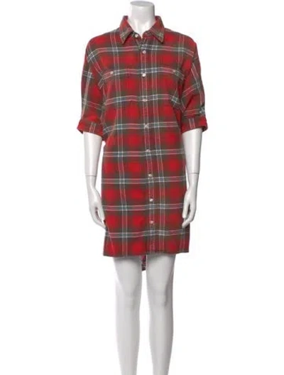 Pre-owned R13 Plaid Print Mini Dress W/ Tags In Red
