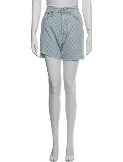 Pre-owned R13 Plaid Print Mini Shorts In Blue