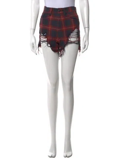 Pre-owned R13 Plaid Print Mini Shorts In Blue