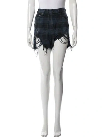 Pre-owned R13 Plaid Print Mini Skirt In Blue