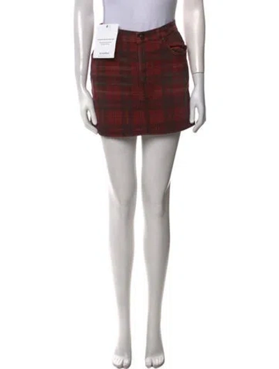 Pre-owned R13 Plaid Print Mini Skirt In Red