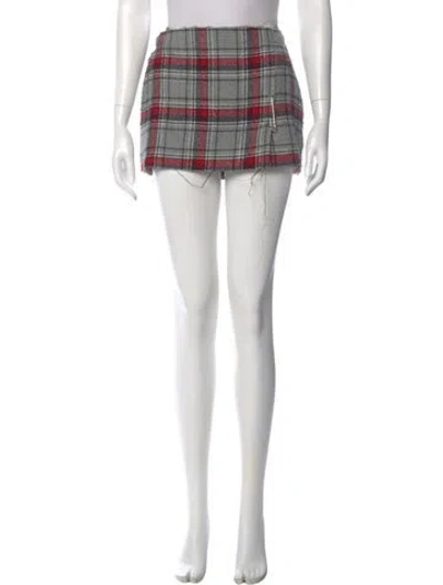 Pre-owned R13 Plaid Print Mini Skirt In Red