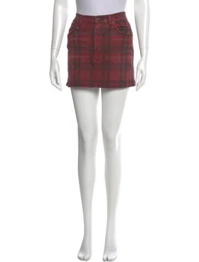 Pre-owned R13 Plaid Print Mini Skirt In Red