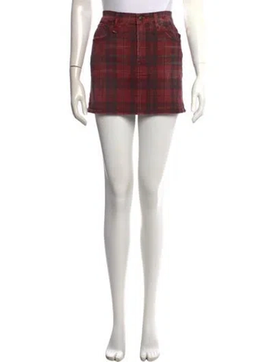 Pre-owned R13 Plaid Print Mini Skirt In Red