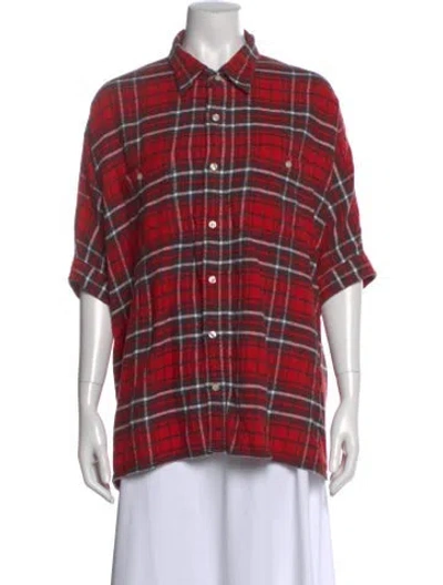 Pre-owned R13 Plaid Print Mock Neck Sweater In Red