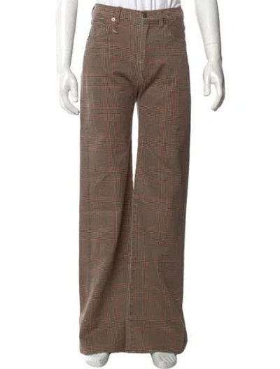 Pre-owned R13 Plaid Print Pants In Brown