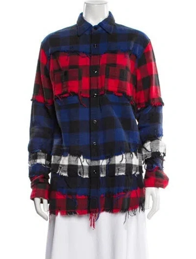 Pre-owned R13 Plaid Print Performance Jacket In Blue