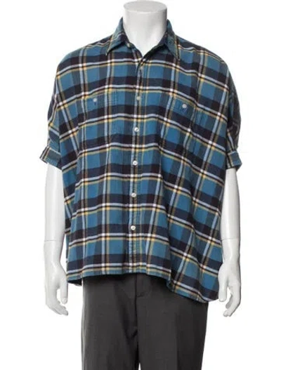 Pre-owned R13 Plaid Print Short Sleeve Shirt In Blue