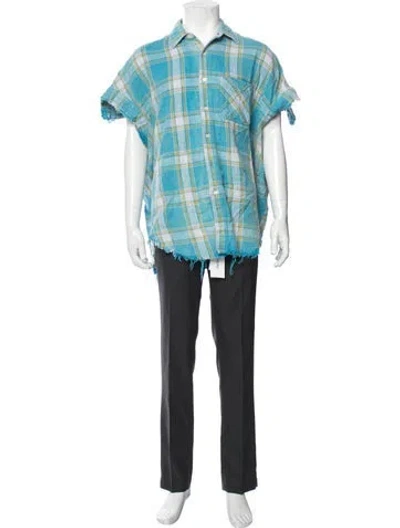 Pre-owned R13 Plaid Print Short Sleeve Shirt In Blue